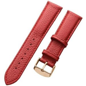 YingYou Lederen Band Dames Zacht Leer Lychee Graan Koeienhuid Horlogeband Heren Waterdicht 14 16 18 Mm Horlogeketting Accessoires (Color : Red rose buckle, Size : 21mm)