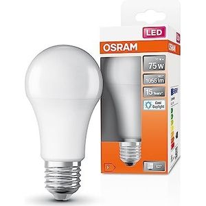 OSRAM LED STAR KLASSISK A75 LED LAMP til E27-stik, pæreform, Matt Optics, 1055 Lumen, Daylight White (6500K), udskiftning til konventionelle 75W pærer, ikke dæmpbar, 1-pakke