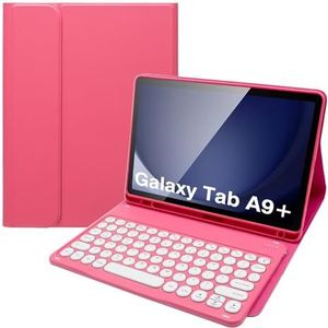 Hoesje met Toetsenbord voor Samsung Galaxy Tab A9 Plus 11 Inch (SM-X210/X215/X216/X218), Afneembaar Toetsenbord met Penhouder,Rood
