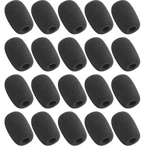 20 Stuk Zwart L 35mm x D10mm Mini Microfoon Headset Voorruit Foam Mic Cover