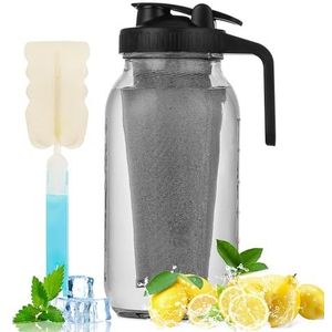 Dzbanek z karafką 2-litrową z pokrywką i dzióbkiem, karafka na wodę, szklana karafka, dzbanek na mrożoną herbatę, dzbanek na sok, do domowych napojów/mrożonej herbaty/mleka/kawy/wina