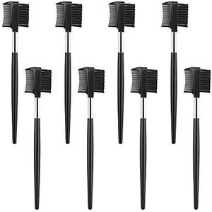 8 STKS Kam Wenkbrauw Borstel Wimpers 2 IN 1 Wenkbrauw Kam en Borstel Wimper Groomer Dubbelzijdige Brow Borstel voor Vrouwen Make-up Cosmetische Gereedschap Zwart