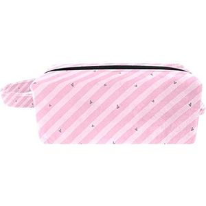 Roze bloemen patroon cosmetische zakje tas met handvat, Vierkante toilettas reistas, Kleine rits etui voor dames heren meisjes kinderen, Accessoires Organizer