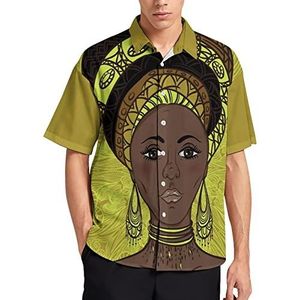 Afrikaanse Vrouw Mannen Korte Mouw T-Shirt Causale Button Down Zomer Strand Top Met Zak
