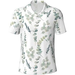 PPHGUT Wit Natuurlijk Groen Twig Print Mannen Korte Mouw Comfort Polo Shirts Casual Dagelijks Outdoor Vakanties Sport Reizen, Zwart, S
