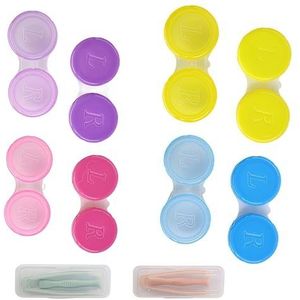 10 stuks Contactlenshouder Set - Kleurrijke Lenshouder Contactlensdoosje Draagbare en lekvrije Reisset voor contactlenzen voor thuis en reizen, incl. 2 stuks Contactlensverwijderaar, 8 kleuren