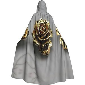 FRGMNT Gouden Rose print mannen Hooded Cloak, Volwassen Cosplay Mantel Kostuum, Cape Halloween Dress Up, Hooded Uniform