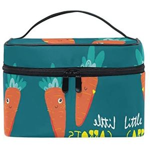 Wortelen Leuke Cartoon Groenten Cosmetische Tas Organizer Rits Make-up Zakken Pouch Toilettas Case voor Meisje Vrouwen