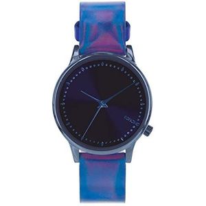Komono Dames Quartz Horloge Met Blauwe Wijzerplaat Analoge Display En Blauw Lederen Band KOM-W2801, Blauw/Blauw, Riem