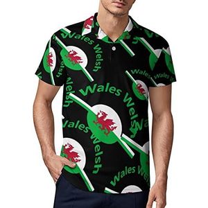 Wales Welsh Vlag Heren Golf Polo-Shirt Zomer T-shirt Korte Mouw Casual Sneldrogende Tees L