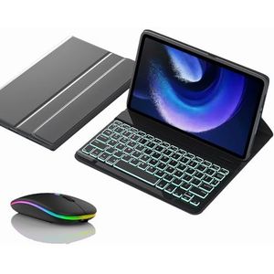 Toetsenbordhoes voor Xiaomi Mi Pad 6 Max 14"" 2023, Magnetisch Afneembaar Draadloos Achtergrondverlichting Toetsenbord met Bluetooth Muis,zwart