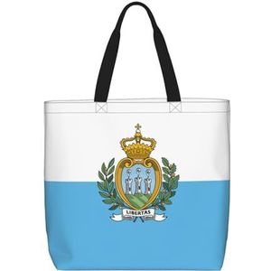 EdWal Vlag van New Jersey Print Lichtgewicht Reizen Tote Bag,Casual Schoudertas Shopper Handtas Werk Tote Bag, Vlag van San Marino, Eén maat