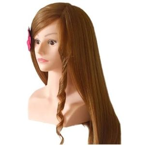 Mannequinhoofd met haar, hoogwaardig 80% echt, kappershoofd, mooie poppen, blond lang, trainingshoofd schouder(Gold)