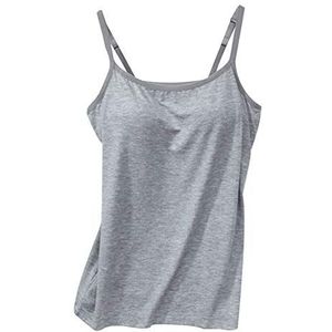 Aosbset Damesvest, tanktop met ingebouwde beha, zomer, sportbeha, spaghettibandjes, gewatteerd hemdje, vochtafvoerend