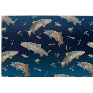 Vissen zwemmen op niet-geweven stof schaduw van Wild Wings, puzzel 1000 stukjes houten puzzel familiespel wanddecoratie