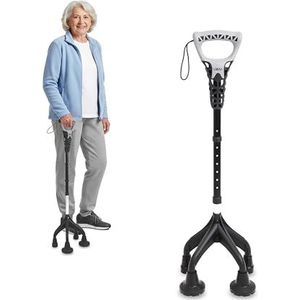 KMINA - Quad - Wandelstok - Ergonomisch - Stevig 1,5 kg - Verbeterde Veiligheidsstabiliteit