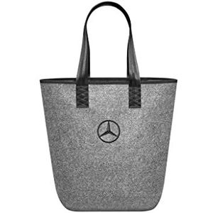 Mercedes-Benz Collectie boodschappentas in grijs | boodschappentas van vilt | Kleur: grijs/zilver | Afmetingen: ca. 26 x 14 x 40 cm | binnenzak met ritssluiting en karabijnhaak