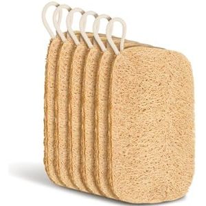 6 stuks luffa-sponzen, luffa-waterwassponzen, 11 x 7,5 cm, natuurlijk materiaal, voor serviesreiniging en peeling, geschikt voor keuken, badkamer, camping (natuurlijke kleur)