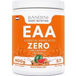 Bandini® EAA 400 g Poeder - Met 9 Gefermenteerde en Ramified Essentiële Aminozuren BCAA 2:1:1 - Essentieel AMINO Powder - Spierherstel - Intra Pre Post Workout - 100% Vegan Watermeloen Smaak