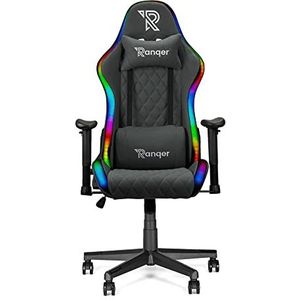 Ranqer Halo Fabric Gamestoel RGB/LED - van stof - Gaming Chair - RGB verlichting - Gaming Stoel met licht - Grijs
