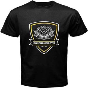 Banchamek Gym Buakaw Por Pramuk Muay Thai Logo Mens Black T-Shirt Size overhemden(Small)