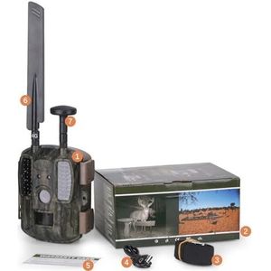 Wildcamera, Solar 4G Camera's Foto Traps Scout Wild Camera Trail GPS/E-mail/MMS/FTP/GSM Nachtzicht externe zonneladercamera 4G voor het monitoren van wilde dieren in de buitenlu(AU NZ V And Pan