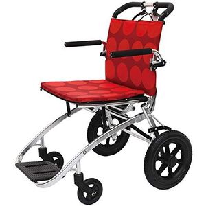 Rolstoelen Opvouwbare lichtgewicht opvouwbare rolstoel Aluminium met handremmen Draagbare transitreisstoel, rood