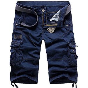 MISSMAO Combat Shorts voor Mannen Casual Baggy Retro Cargo Shorts Zomer Cool Shorts, marineblauw, 34W
