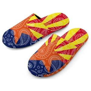 Paisley Arizona Staatsvlag Volledige Print Dames Slippers Warme Anti-Slip Rubberen Zool Huisschoenen Voor Indoor Hotel 40-41_(9-10)