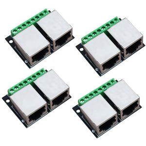 Y31A 4PCS RJ45 Ethernet Dual Female Terminal Breakout Board, 3,5 mm pitch connector board afgeschermde netwerkadapterterminal