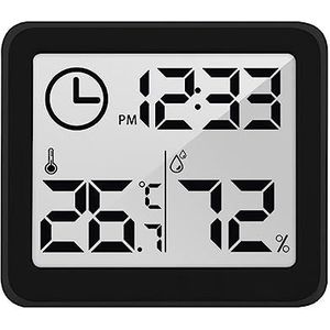Smart Home Elektronische Digitale Thermometer Hygrometer LCD Digitale Wandklok Nauwkeurige Monitor(Black)