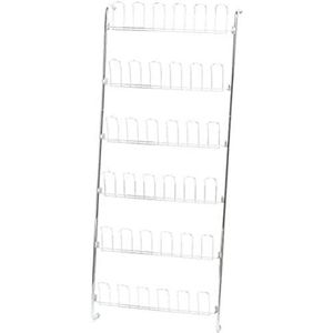 WENKO Scaffale per porta per scarpe - 18 paia di scarpe, Metallo cromato, 59 x 151 x 14 cm, Argento lucido