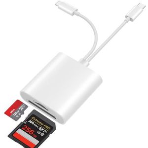 Clomnpe SD-kaartlezer voor iPhone [Apple MFi gecertificeerd] 2-in-1 USB C Lightning naar SD Micro SD geheugenkaartlezer, SD-kaartadapter voor iPhone 16 15 Pro/Max iPad Pro Samsung Xiaomi