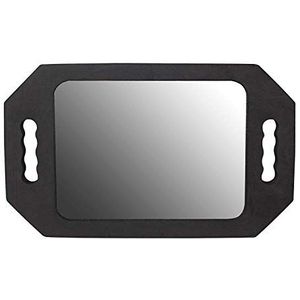 Straatkapper, schoonheidssalonspiegel, (40,5 × 26 cm) met dubbele handgreep, zwart, professionele kappersspiegel met dubbele handgreep, gemakkelijk te dragen en vast te houden spiegel voor knippen en