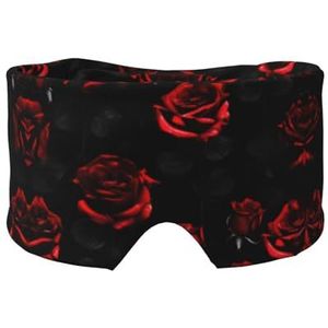 Rode en zwarte rozen print oogschaduw cover voor dutje reizen yoga, oogdekking blinddoek reizen kantoor dutje vliegtuig