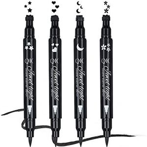 Yuccer Star Heart Eyeliner Stamp Waterdichte Vloeibare Eyeliner Pen Zwart Langhoudende Double Ended Eyeliner Pencil Make Up Eye Liner