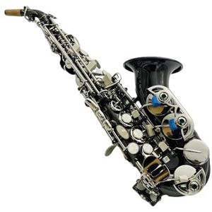 voor Beginner Saxofoon Gebogen Treble Saxofoon B Plat Zwart Vernikkeld Professioneel Muziekinstrument Met Koffer (Color : Light yellow)
