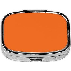 NasturtiumJLH Oranje Bedrukte Vierkante Pillendoos Draagbare Reisgeneeskunde Kleine Pillenetui met 3 Compartimenten voor Pocket Purse