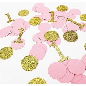 Feestdecoraties glitter kroon confetti roze en goud één tafel strooisel voor prinses meisje eerste verjaardag meisje doop baby shower feest decor (kleur: 9)