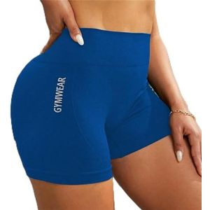 Dames Hoge Taille Butt Lift Sport Korte Broek Hoge Stretch Ademende Yoga Shorts Atletische Panty's-Blauw-L