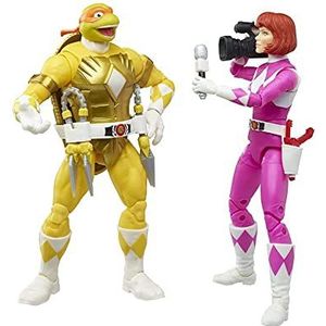 Hasbro Power Rangers x Teenage Mutant Ninja Turtles Mike als geel april als roze actiefiguurset, roze, geel