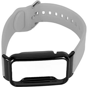 Horlogeband Bumper Case Gespsluiting Stijlvolle Verstelbare Siliconen Horlogeband Zachte Vervanging voor Training (Grijze en zwarte behuizing)