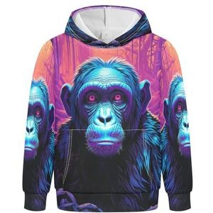 KAAVIYO Chimpansee Animal Cool Hoodies Sweatshirts Atletische Hooded Sweatshirts Schattig 3D Print voor Meisjes Jongens, Patroon, L