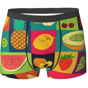 Boxershorts Art Style Fruit Print Heren Boxer Shorts Comfort Boxer Broek Casual Ondergoed Voor Man, Liefhebber, Papa, Ondergoed 1302, XXL