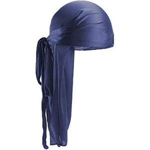 Unisex Long Silk Satin Ademend Turban Hat Pruiken Doo Durag Biker Headwrap Cap Mannen Haaraccessoires