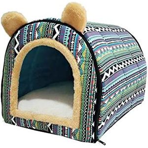 Hondenmand Boog Ontwerp Puppy Winter Bed Huis Kennel Fleece Zacht Nest Voor Kleine Middelgrote Hondenhok Voor Kat Huisdierbed (Color : Light Green, Size : L)