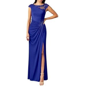 Dames chiffon moeder van de bruid jurk met zakken avondgalajurken cocktailjurk grote maten, koningsblauw, 32
