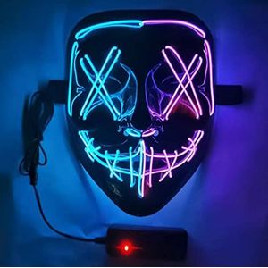 Halloween Purge Masker LED Licht Up Eng Halloween Masker Glow Neon Masker Met 3 Verlichtingsmodi Voor Halloween Carnaval Party