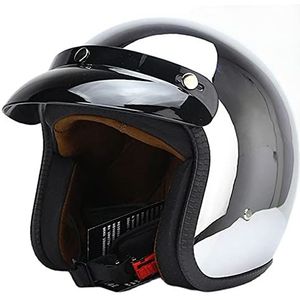 Motorhelm, Vintage stijl motorhelm for heren en dames, ECE-goedgekeurd, open scooterhelmen for volwassenen, zomer, maat F, XL = 61-62 cm(A,XXL=6364CM)