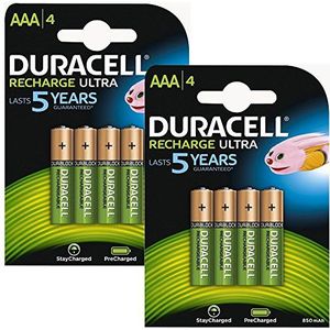 Duracell AAA HR03 oplaadbare batterijen Duralock Pre and Stay Charged 850mAh - Value 8 Pack